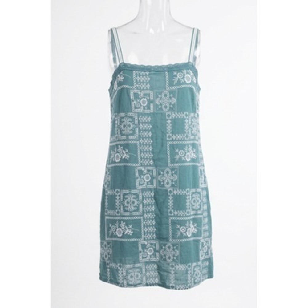 Lucky Brand‎ Dress Women S Blue Embroidered Floral Boho Sundress Lined Summer